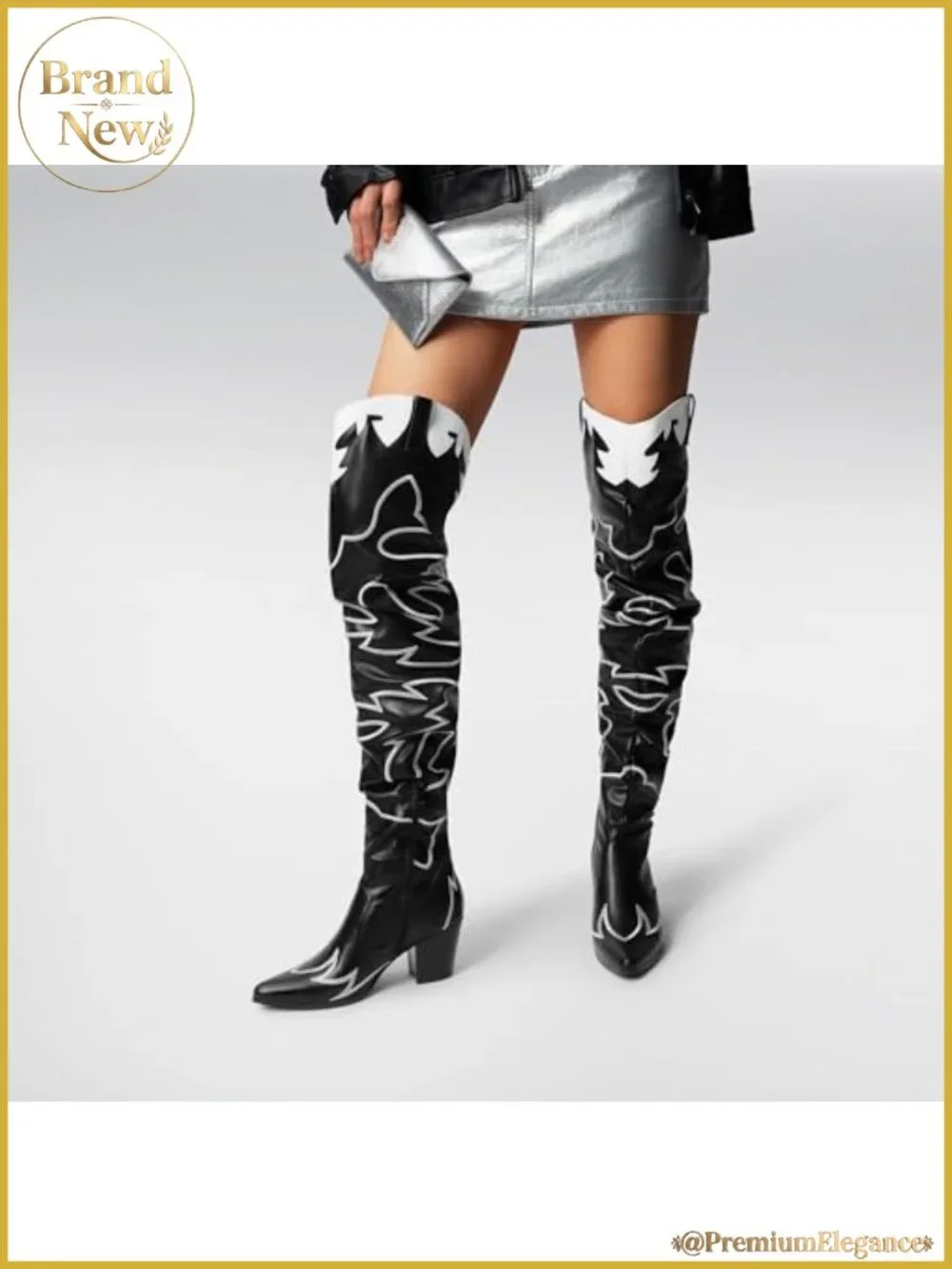 Women's Faux Suede Over the Knee Cowboy Boots Slouchy Embroidered